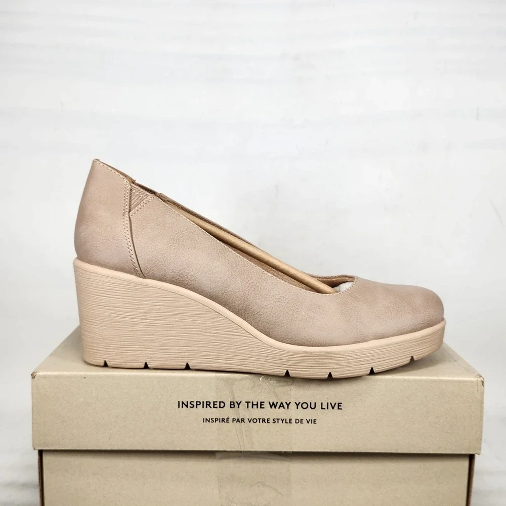 Soul Naturalizer About Time Wedge Pump Women Size 7.5 Warm Taupe Slip On Comfort
